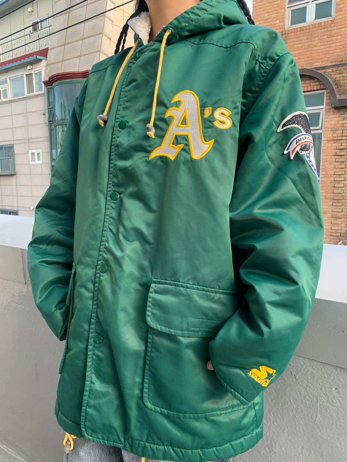 스타터 MLB 오클랜드 애슬레틱스 롱 자켓 상품이미지4