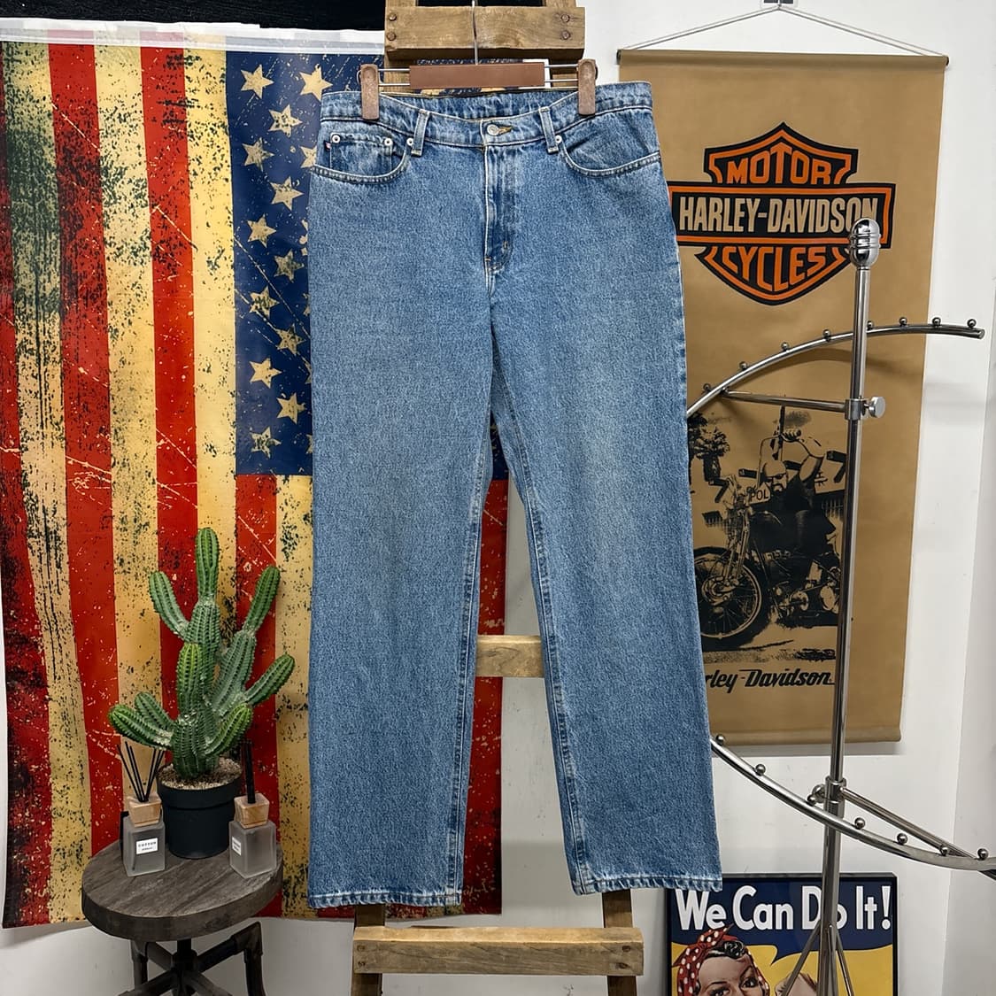 90s 폴로진스 세러데이 진 루즈 스트레이트 핏 데님팬츠 중청 N899 상품이미지1