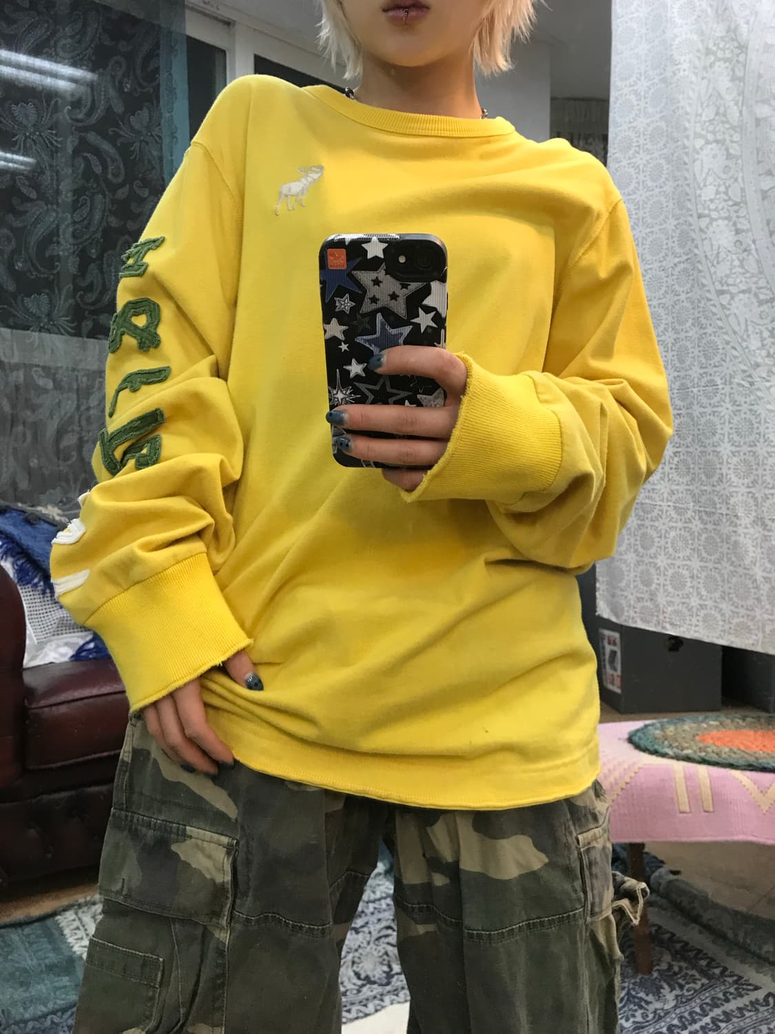 아베크롬비 머슬핏 옐로우 자수 롱슬리브 상품이미지1