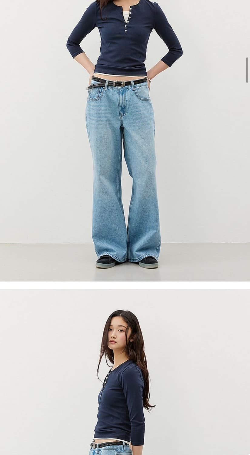 씨티브리즈 헨리넥 긴팔 티셔츠 네이비 S 상품이미지2