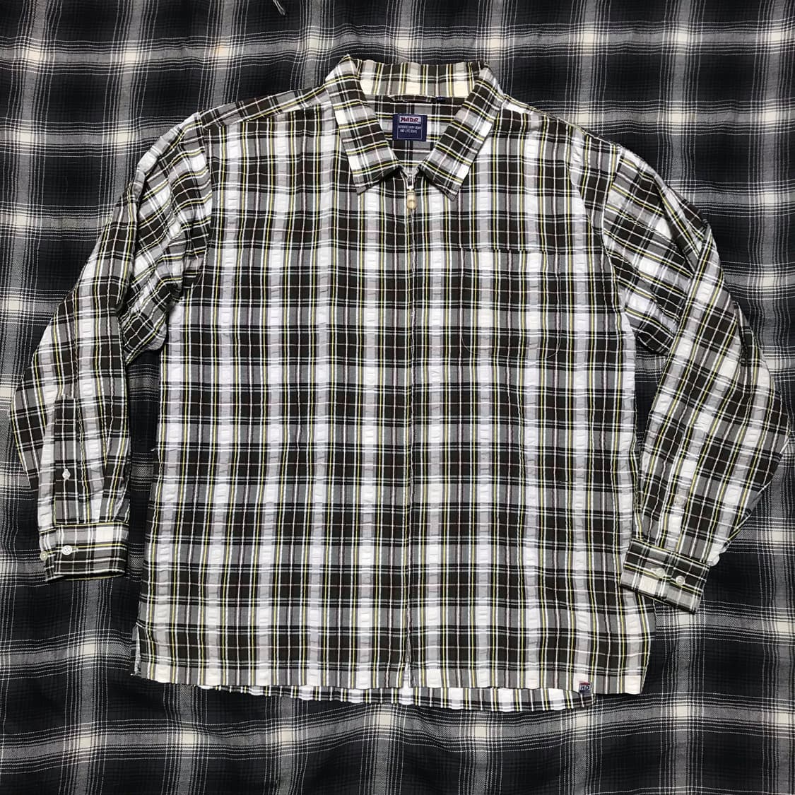 재팬 90s 우라하라 바이브 엠보싱 오버핏 셔츠형 체크 자켓 상품이미지1