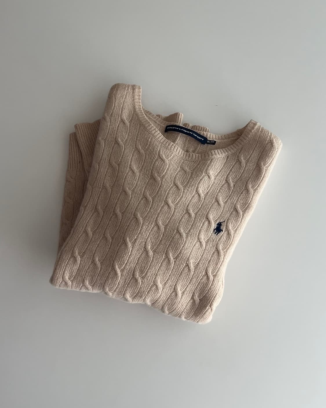 폴로 랄프로렌 크림 메리노울 케이블 니트 스웨터 XL 상품이미지1
