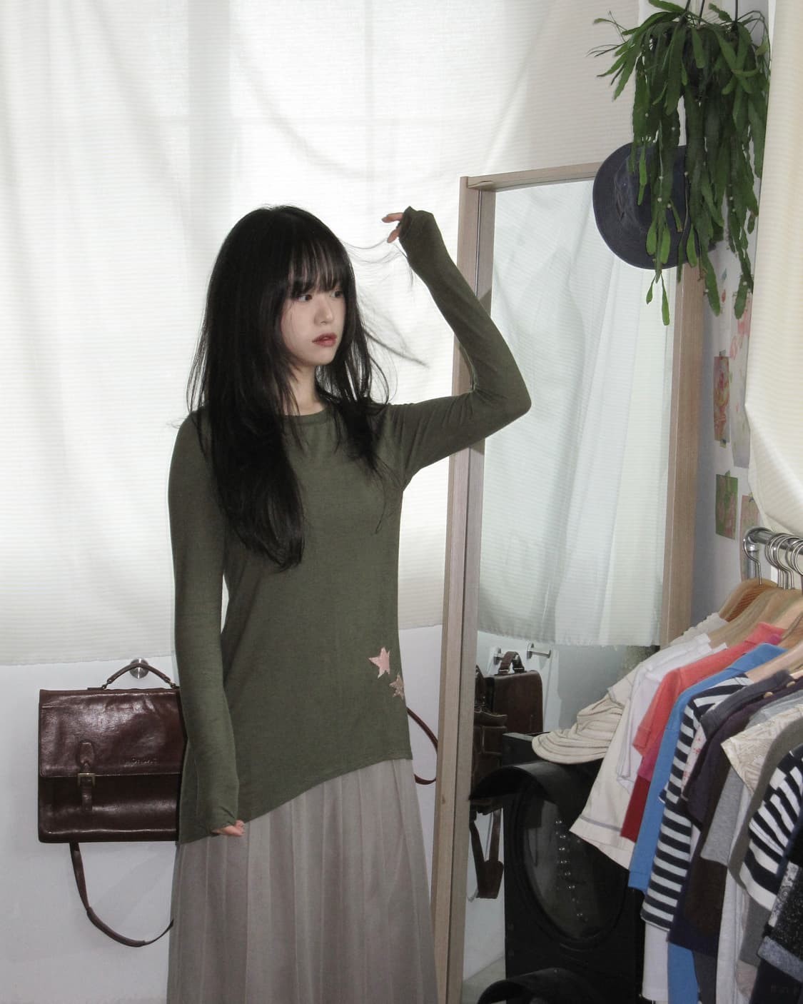 소프트 올리브 별 티셔츠 상품이미지5