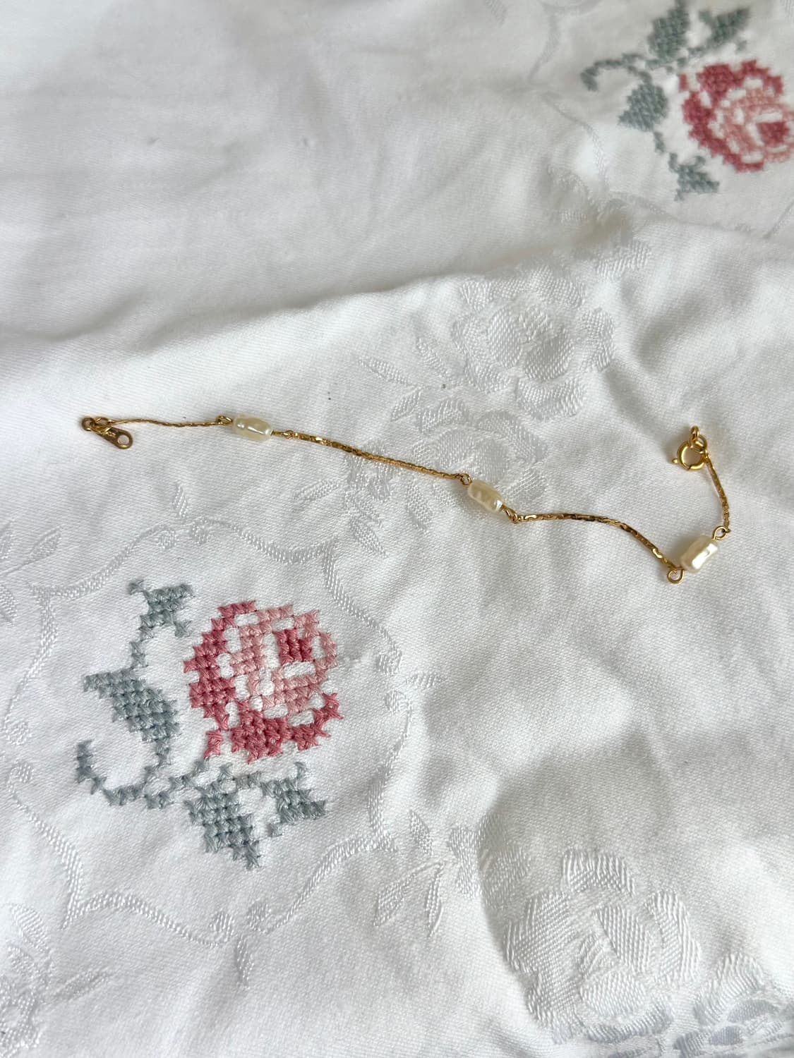 미국 빈티지 진주 트림 브레이슬렛 상품이미지2