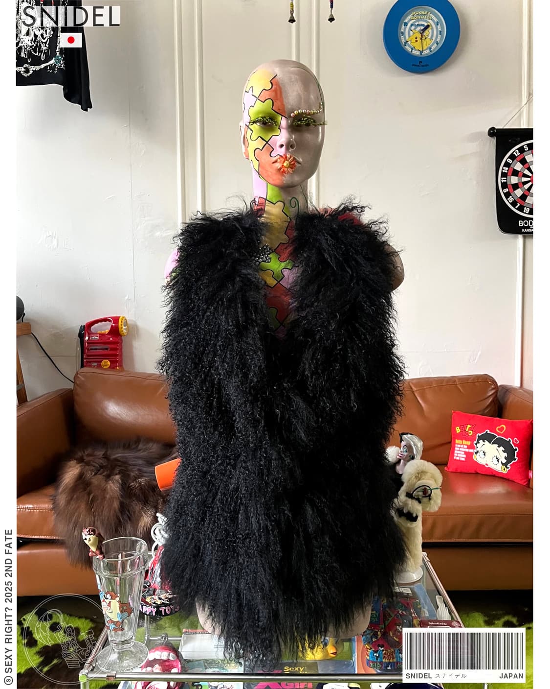 SNIDEL スナイデル Japan Black Long Fur Vest 상품이미지1