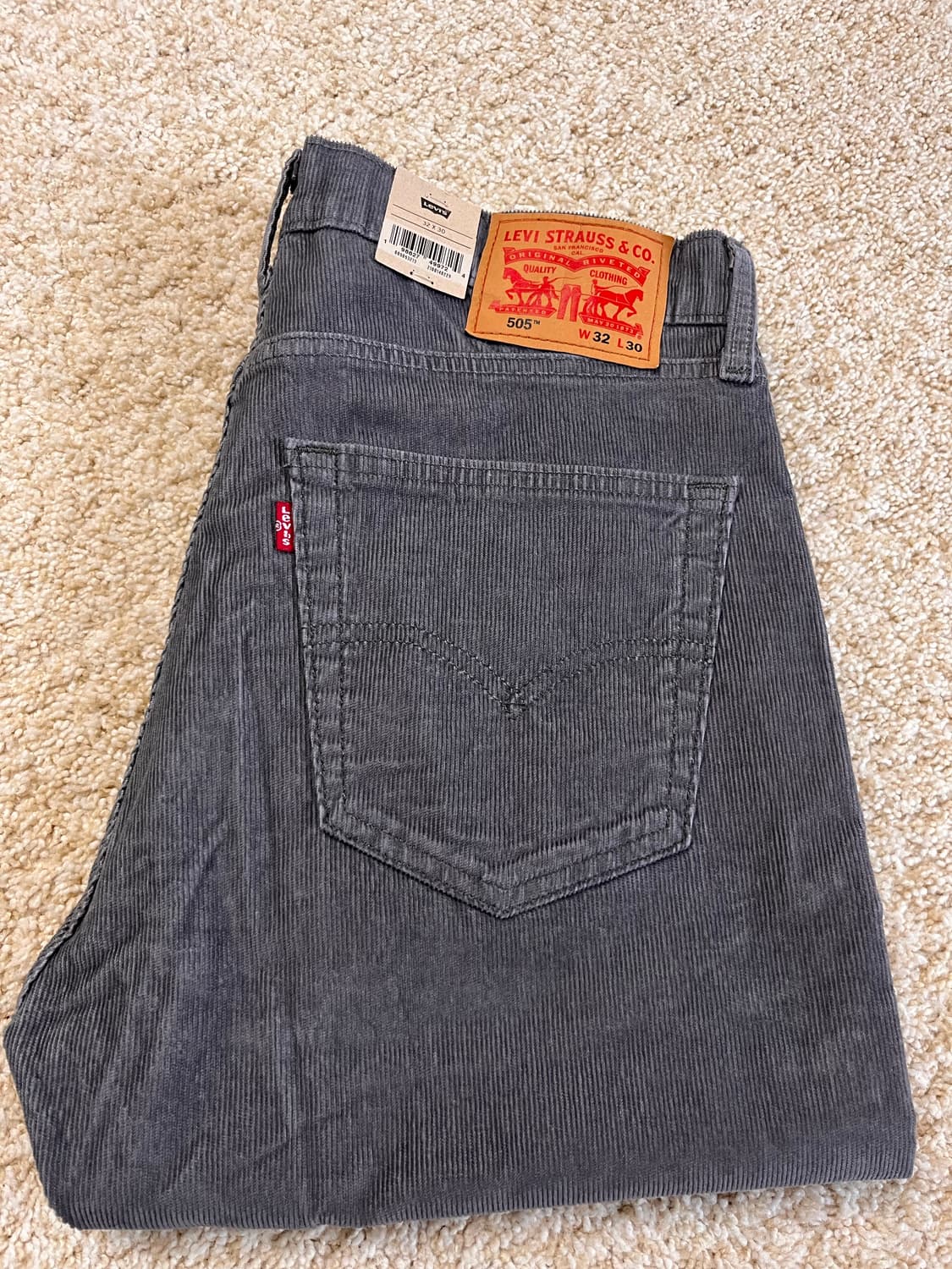 [새상품/32x30] 리바이스 505 레귤러 핏 코듀로이 팬츠 그레이 상품이미지6