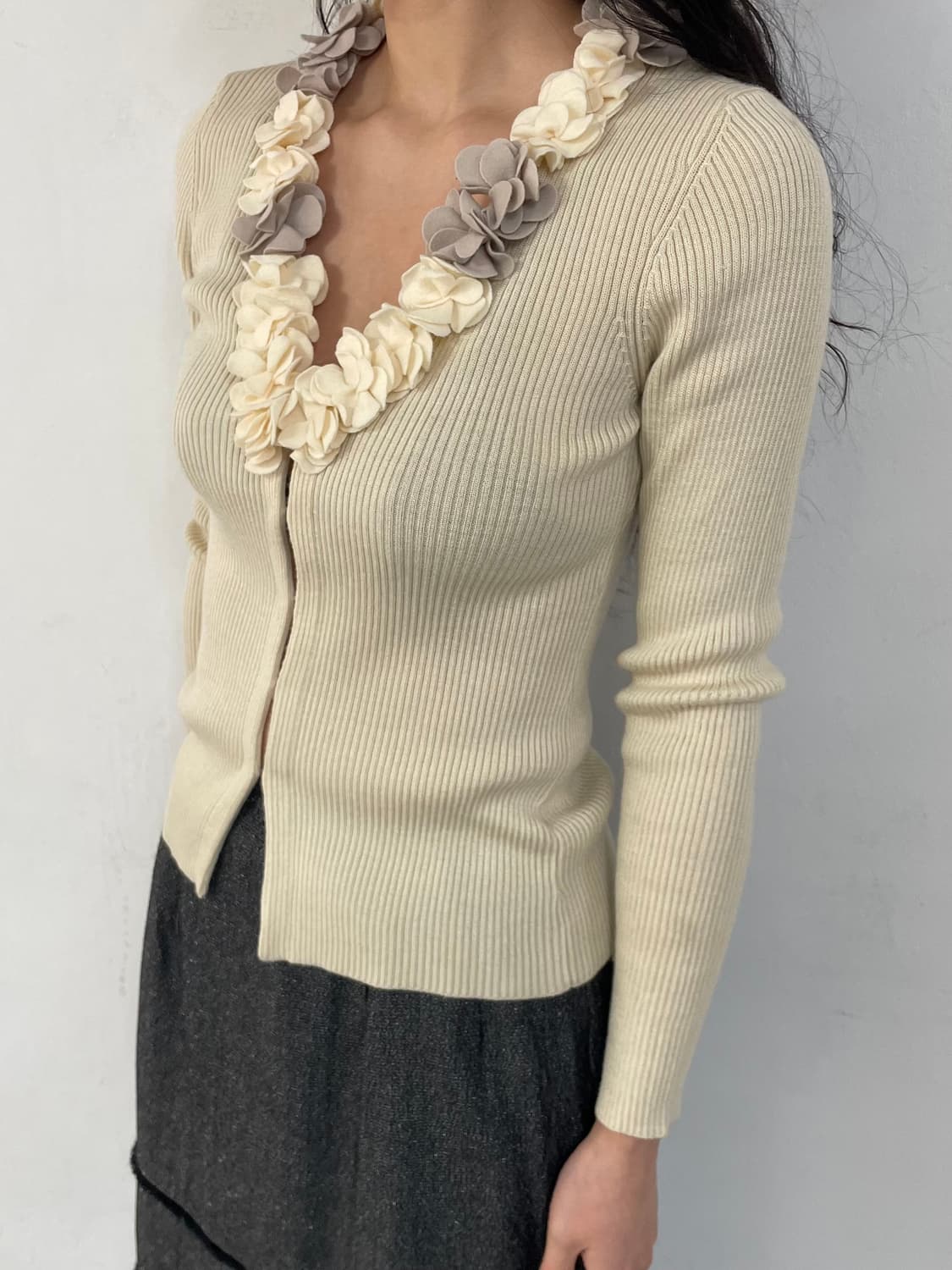 Vintage 골지니트 가디건 상품이미지1