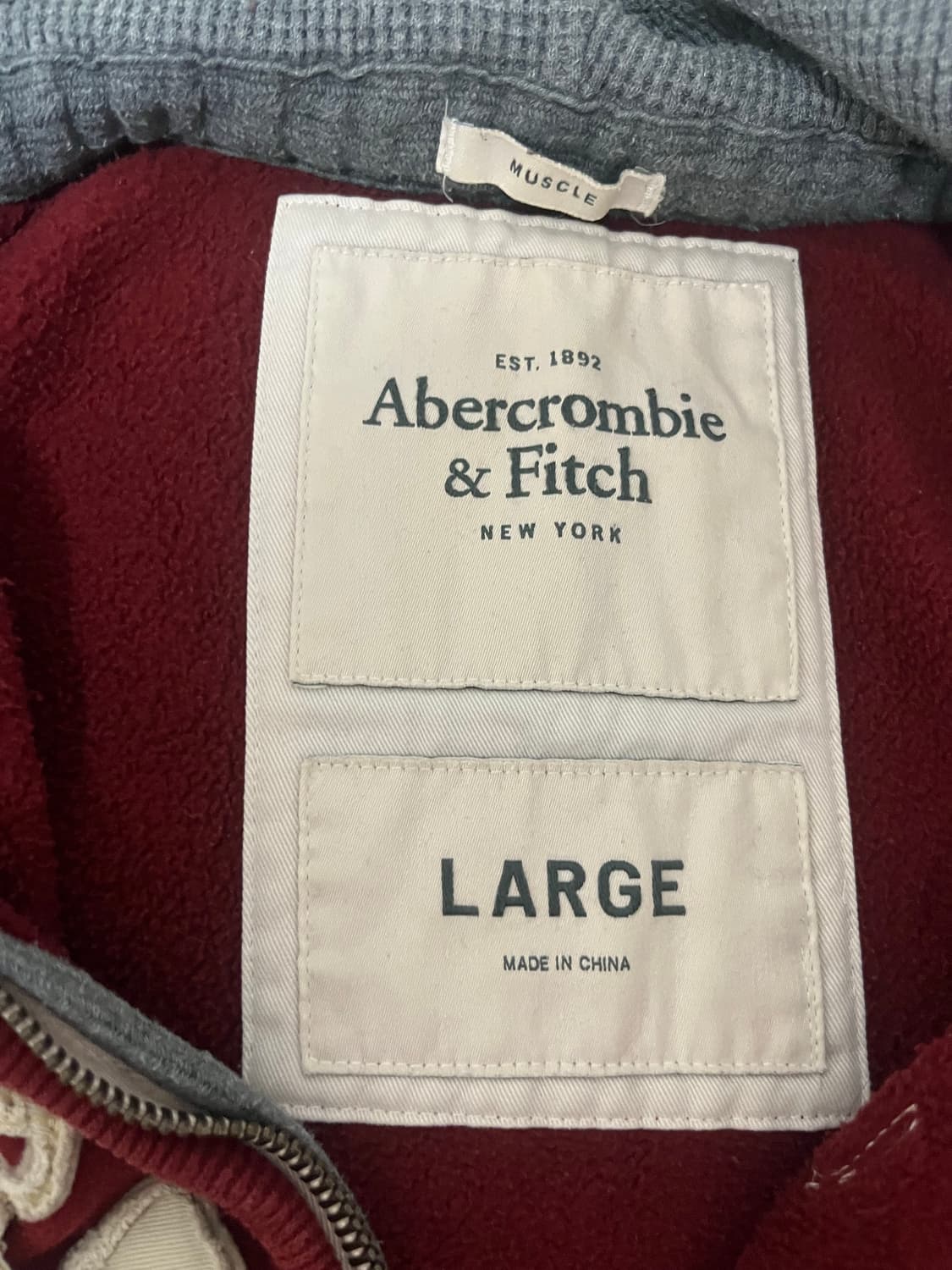 아베크롬비 버건디 후드집업 상품이미지3