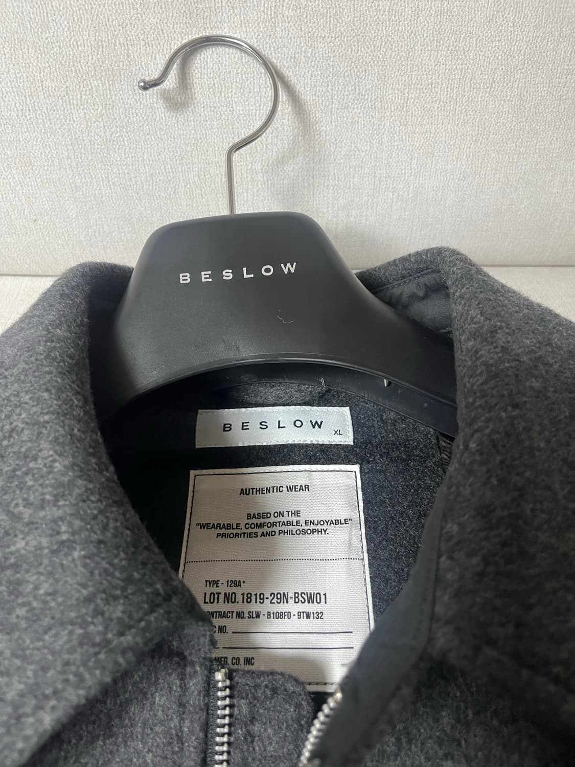 비슬로우 캐시미어 밀리터리 자켓 멜란지그레이XL 상품이미지4