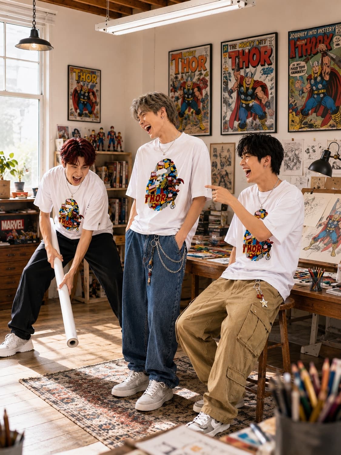 BAPE 베이프 마블코믹스 토르 에이프 헤드 티셔츠 상품이미지1