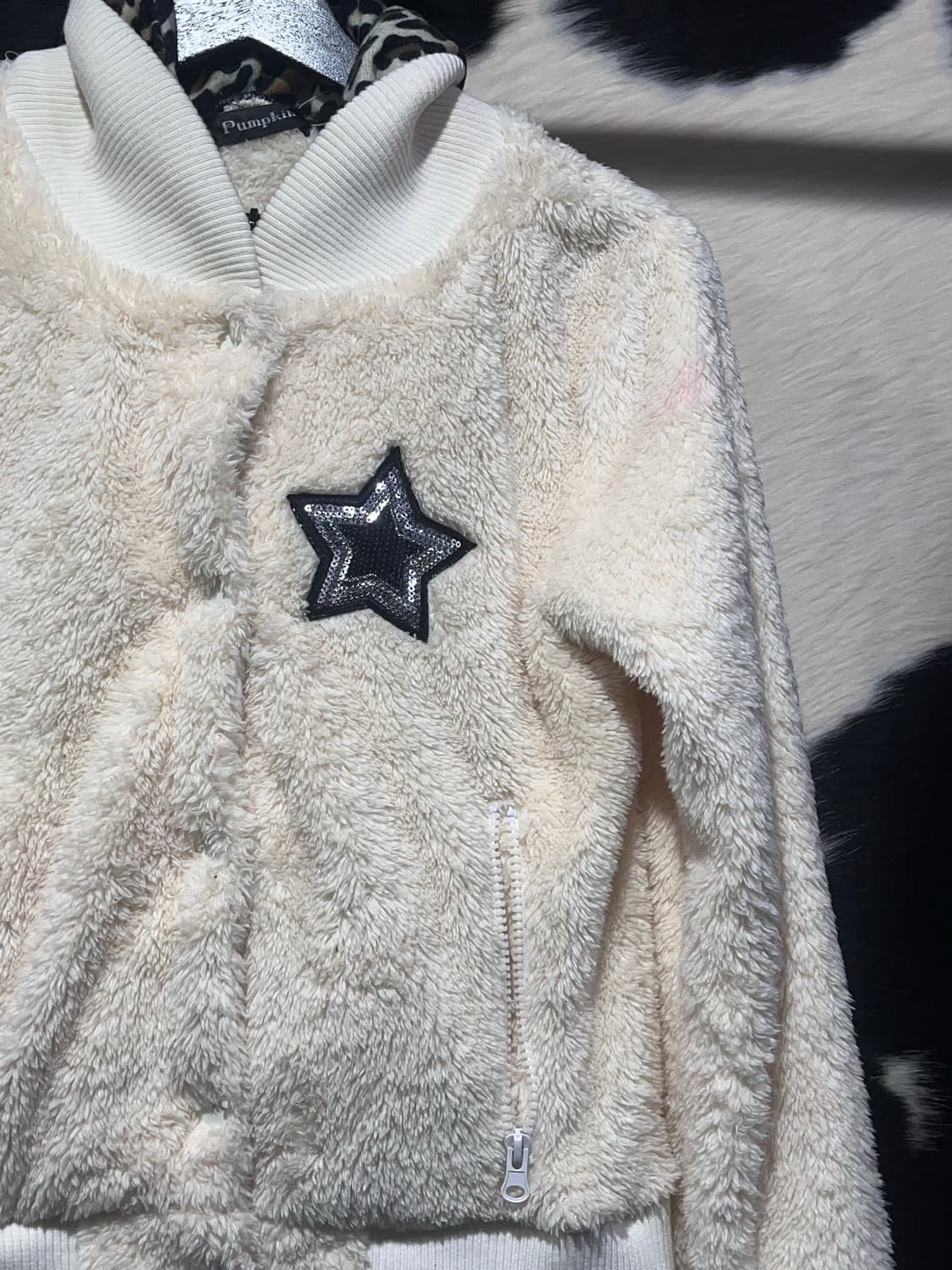 레오파드 레이어드 퍼 후드집업 상품이미지4