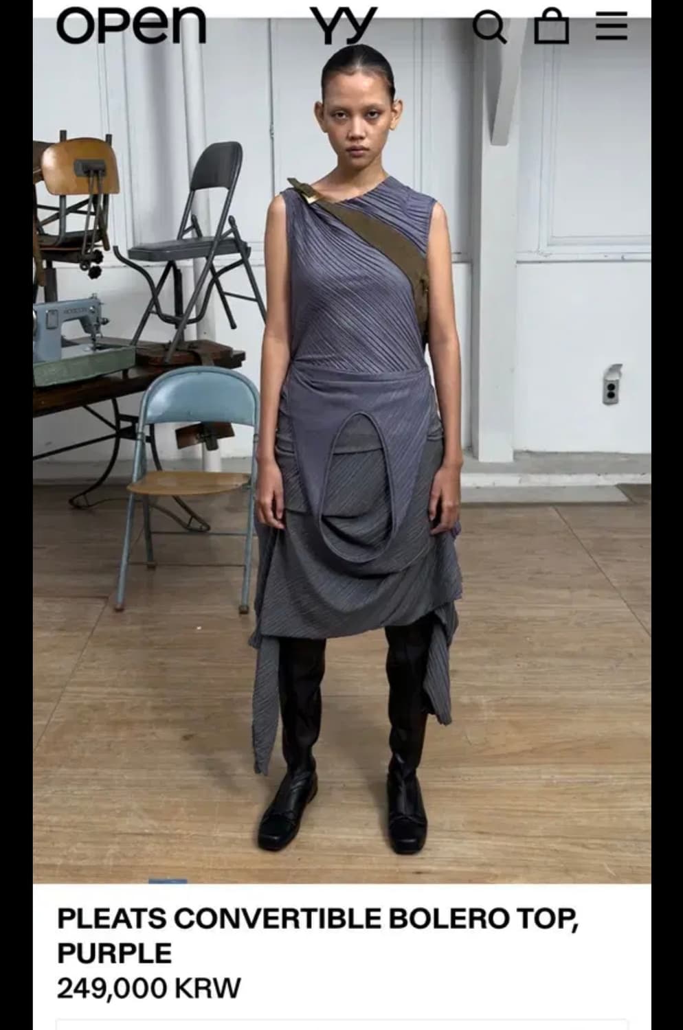 Open yy pleats convertible bolero top 상품이미지1