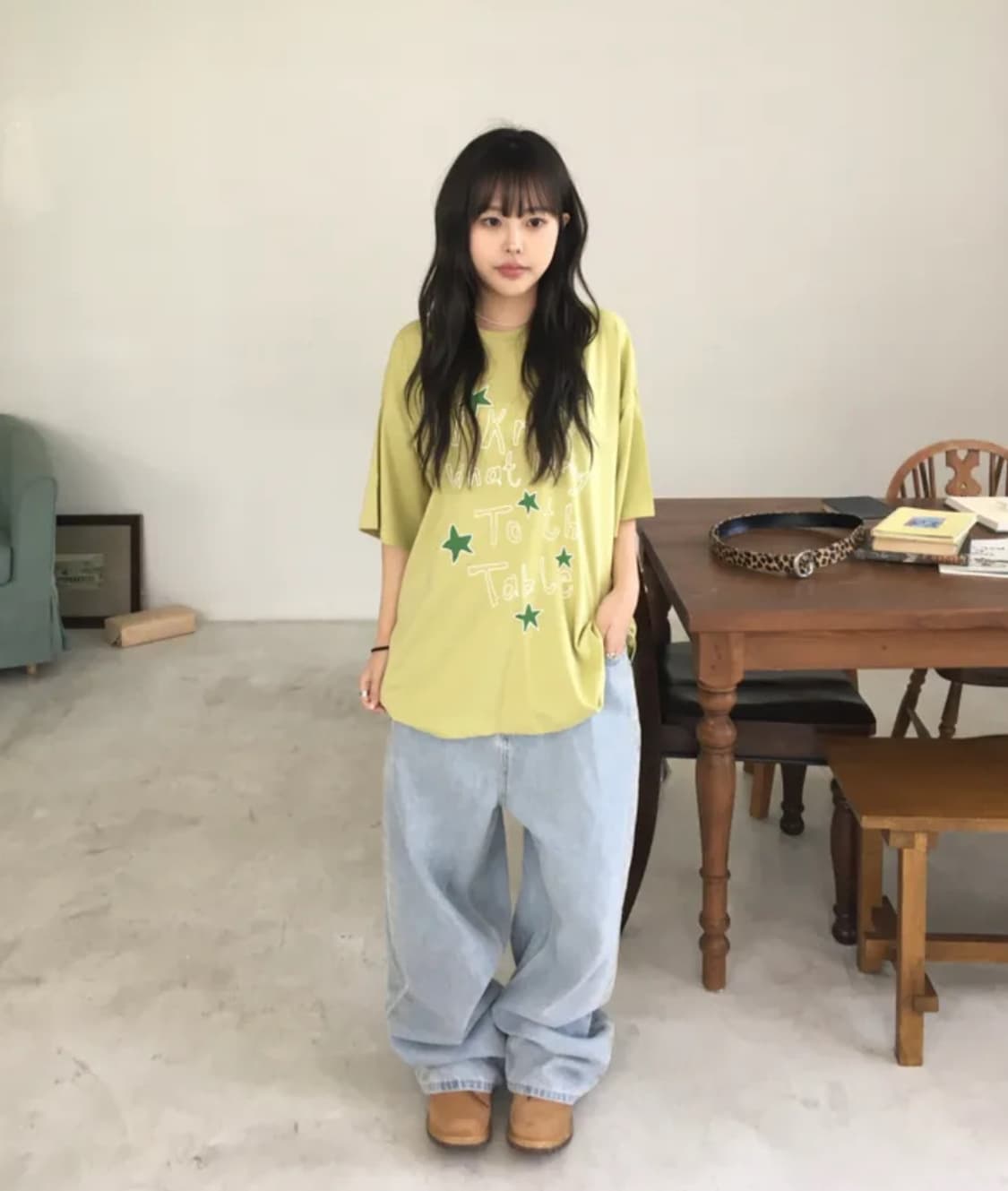 소브 루트 자수 데님 팬츠 wide denim pants 상품이미지3