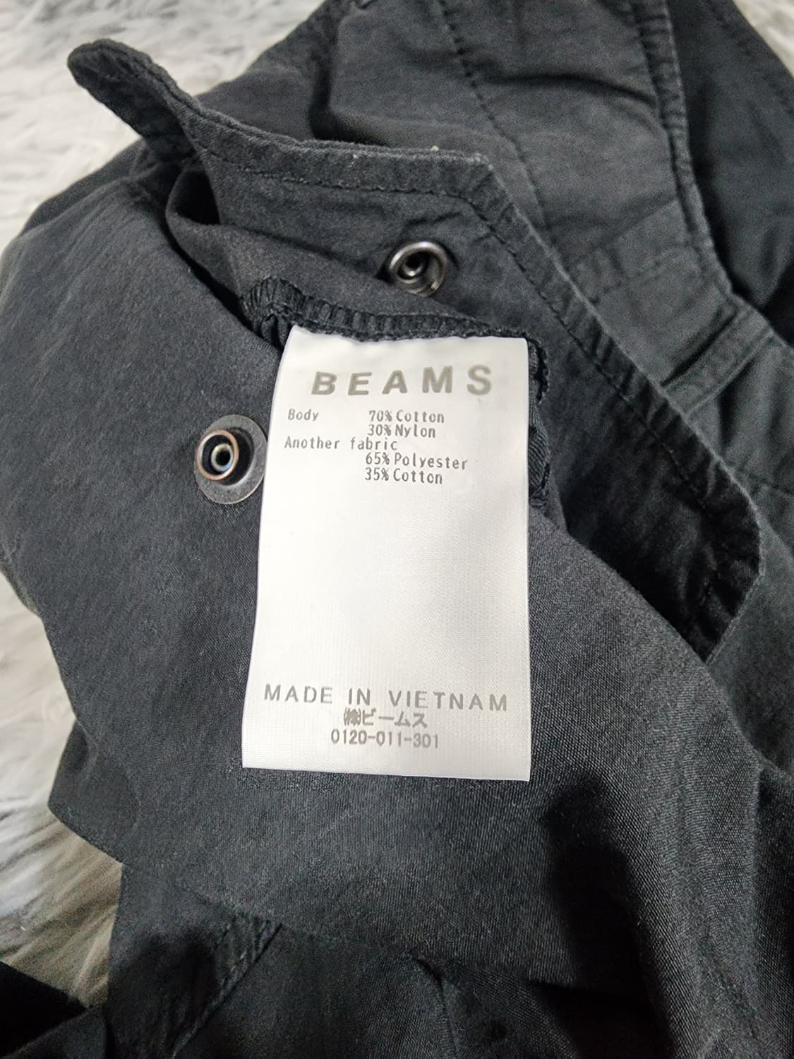 beams 빅 6 블랙 카고 와이드 팬츠 상품이미지4