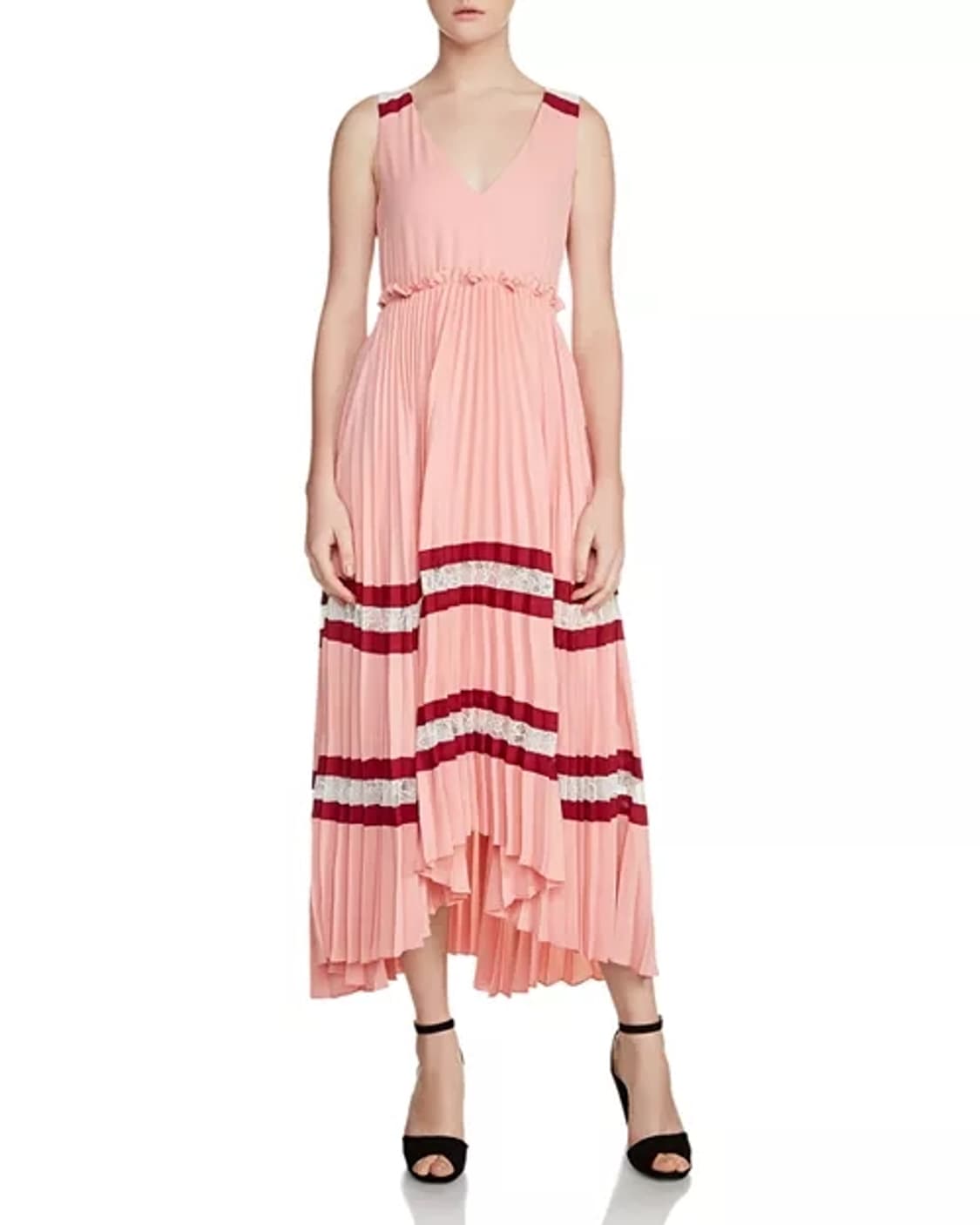 [새상품]MAJE 마쥬 로즈핑크 레이스 플리츠 롱 원피스 상품이미지4