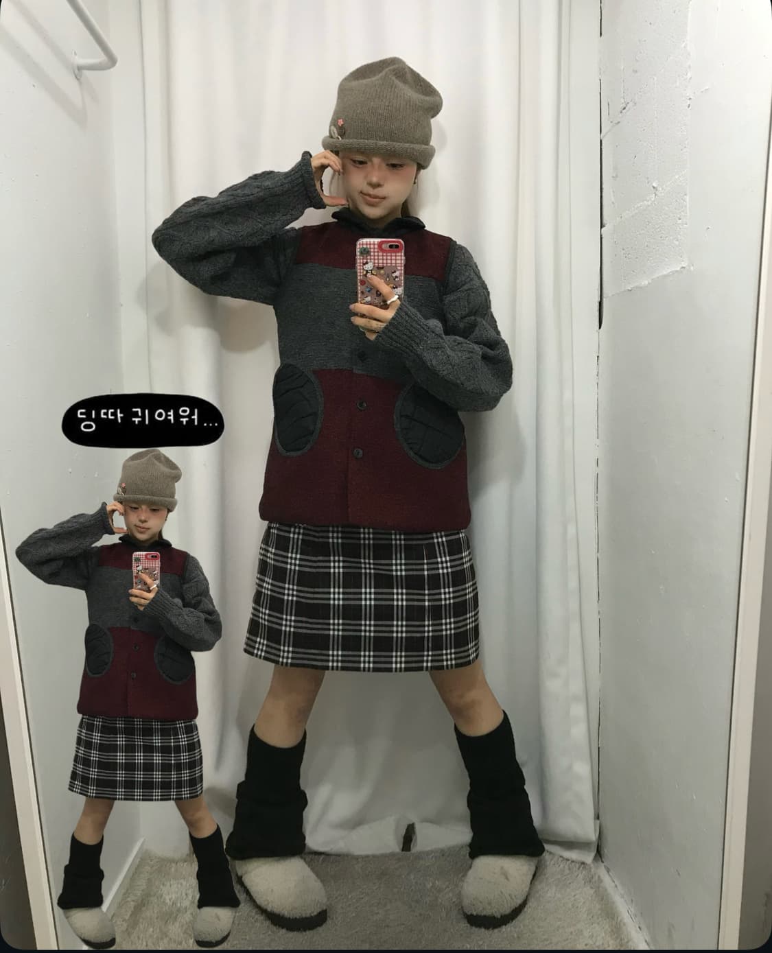 🍄버건디 체크 소녀 코디 세트 🍄 상품이미지1