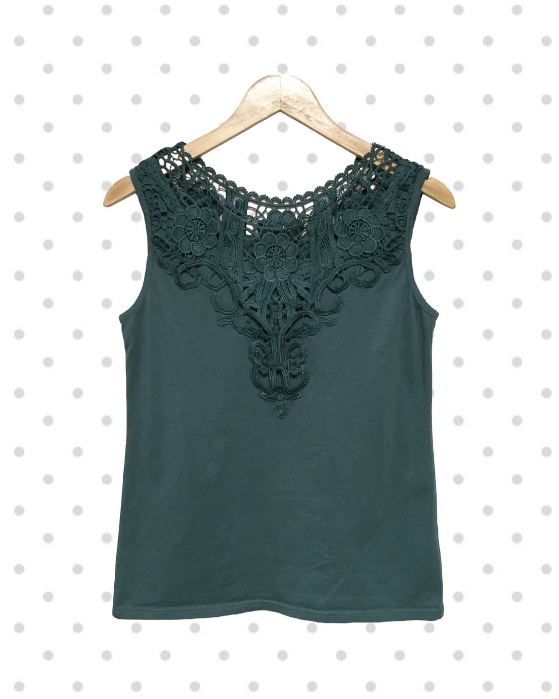vintage lace sleeveless top deep green 상품이미지5