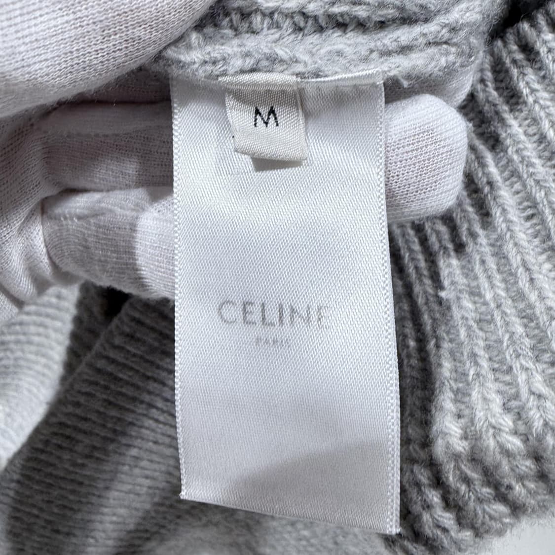 M / 셀린느 울 리브드 그레이 니트 후드 상품이미지6