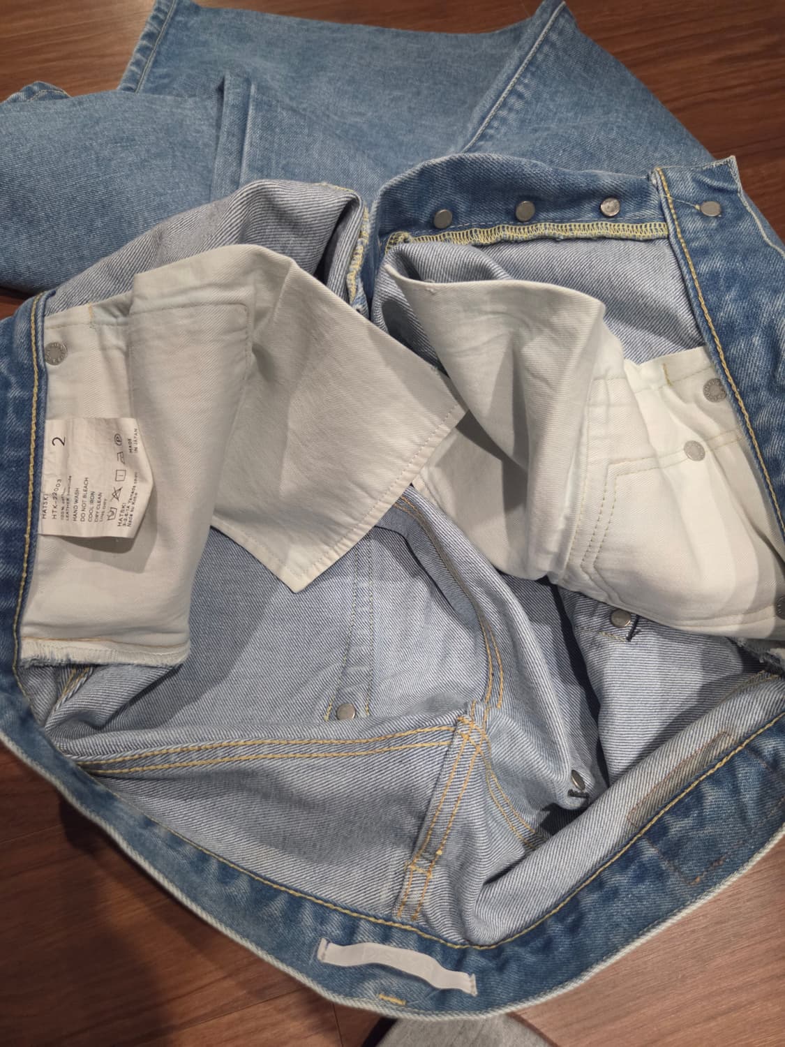 하츠키 와이드 테이퍼드 데님 아이스블루 2사이즈 상품이미지8