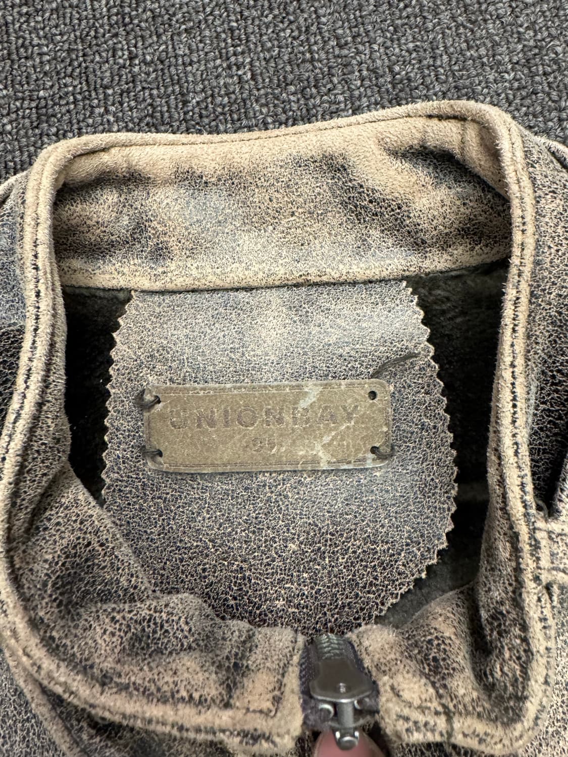 95)Union Bay 빈티지 베이지 레더 자켓(수선) 상품이미지4