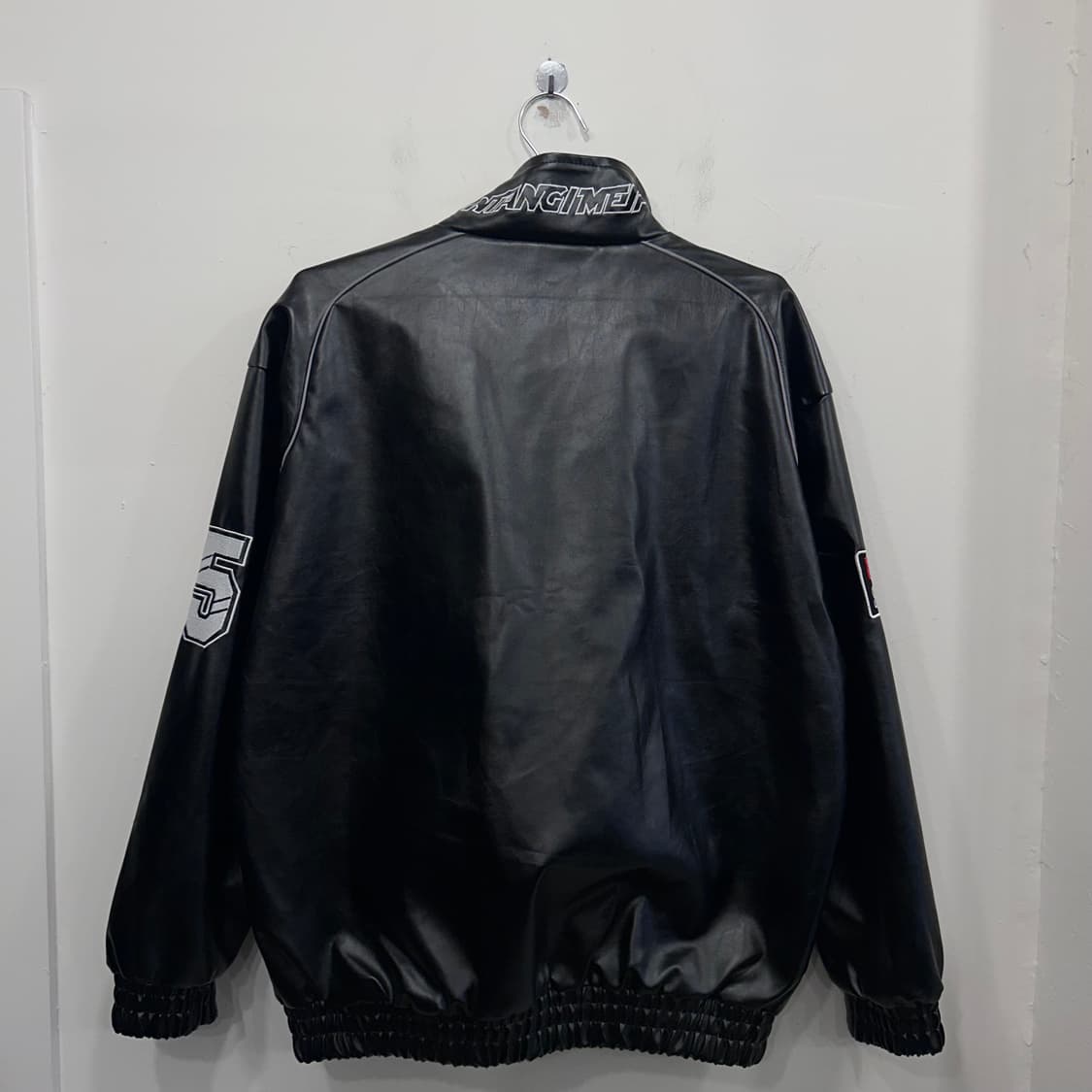 빈티지 레이싱 팀 로고 자수 레더 자켓 상품이미지5