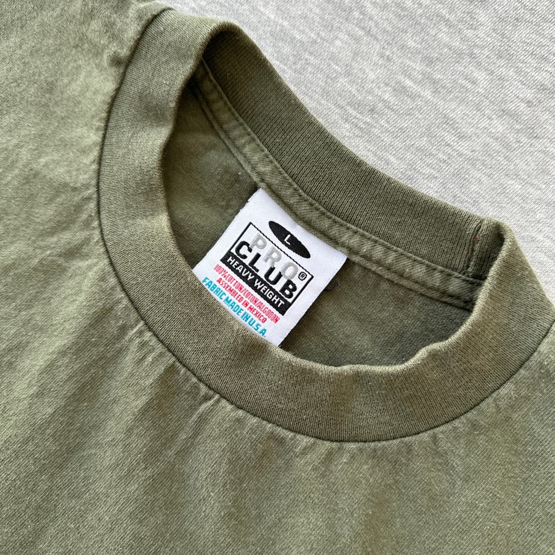 Y2K 프로클럽 헤비웨이트 티셔츠 L 사이즈 올리브 그린 상품이미지1