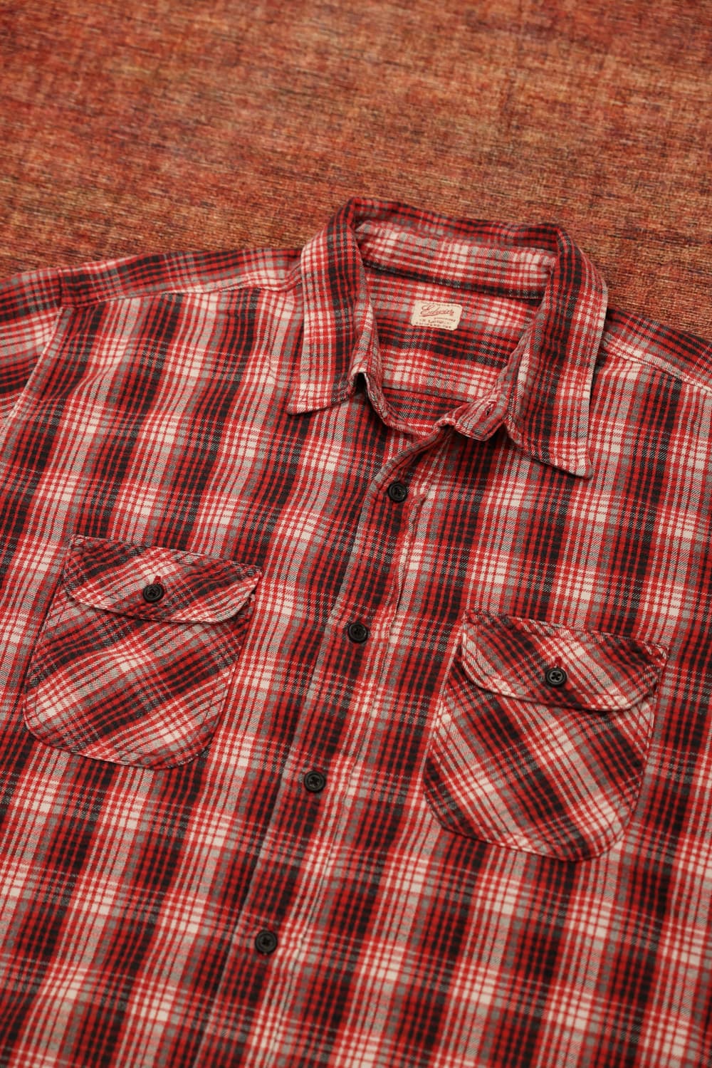 에드윈 레드 플란넬 체크 셔츠 판매 상품이미지4