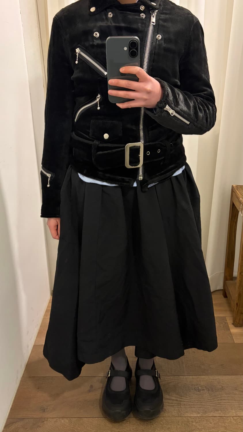 Velour Diagonal Zipper Rider Jacket 상품이미지3