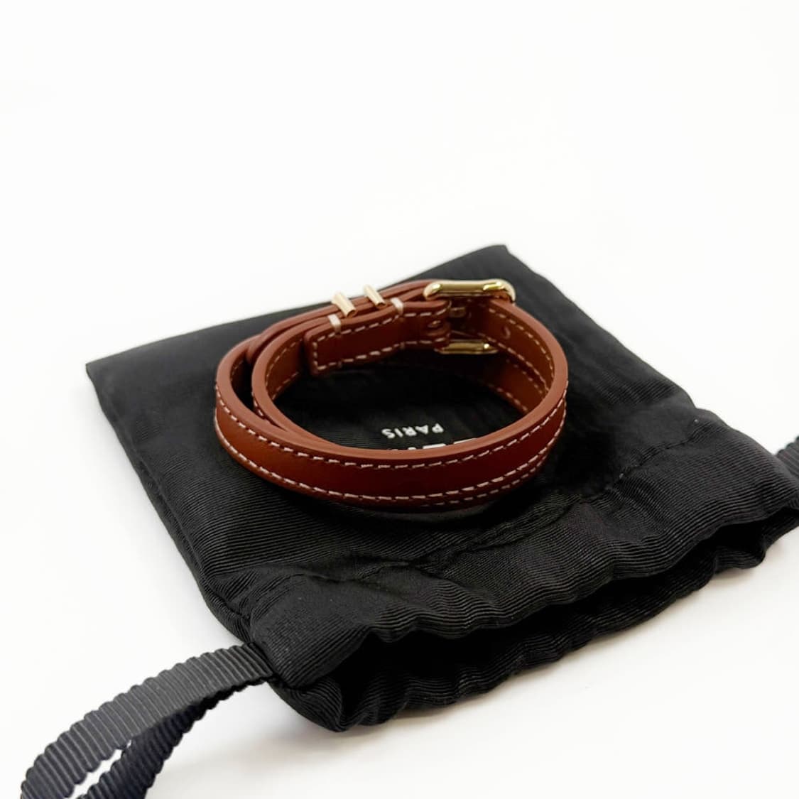 (정품 100%) 셀린느 트리오페 레 퀴르 더블 가죽 팔찌 460SF3B 상품이미지3