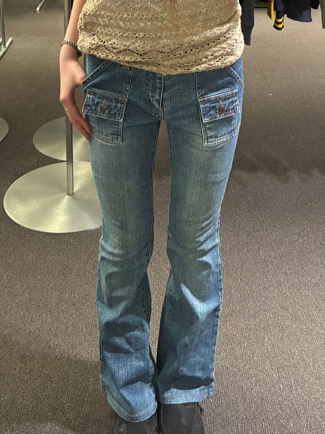 61-87)Japanese vintage 여성 부츠컷 카고 데님팬츠 상품이미지2