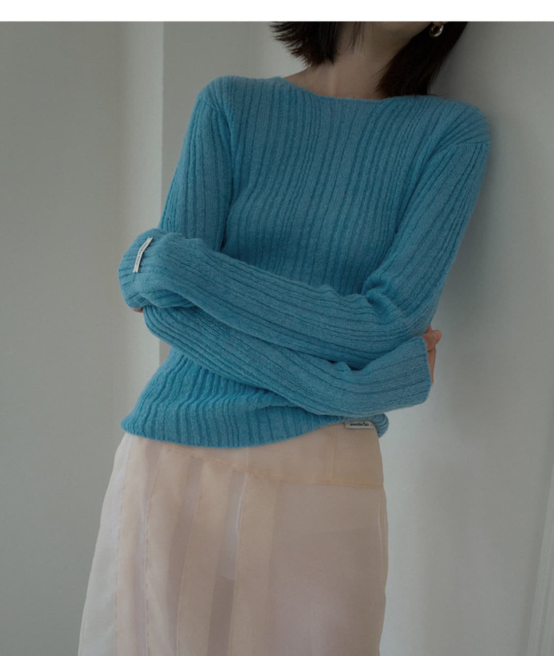 오버듀플레어 모헤어 니트 MOHAIR RIB KNIT TOP_OCEAN 상품이미지2