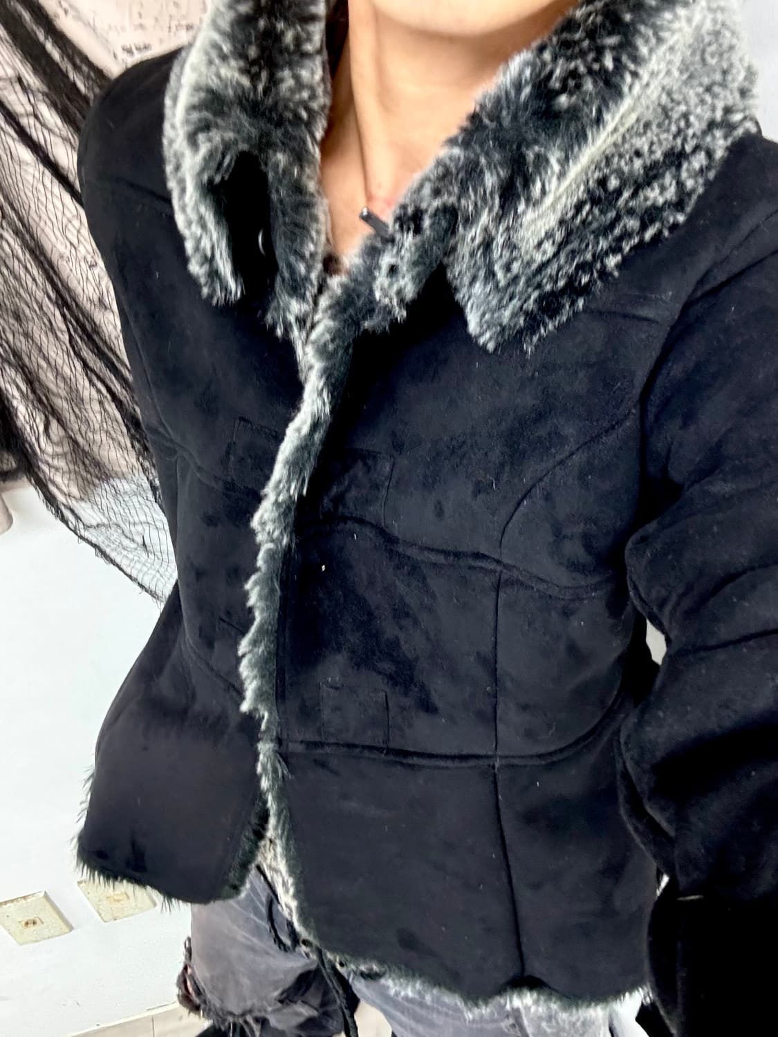 [DEUX]VKEI mood Grey Fur Trimming Jacket 상품이미지4