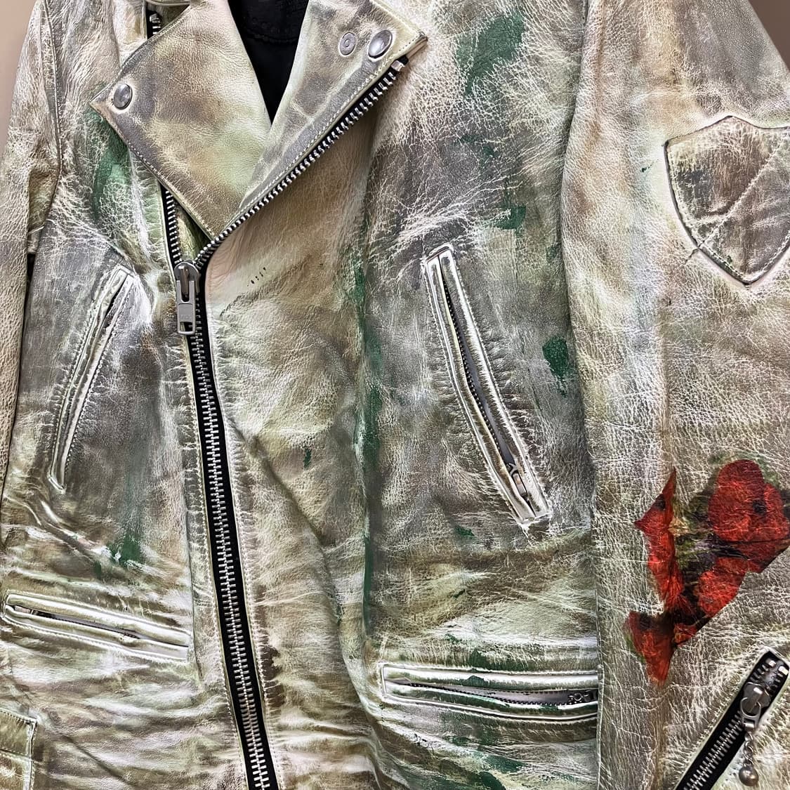 진호진스 트레쉬드 레더 라이더 자켓 S 상품이미지4