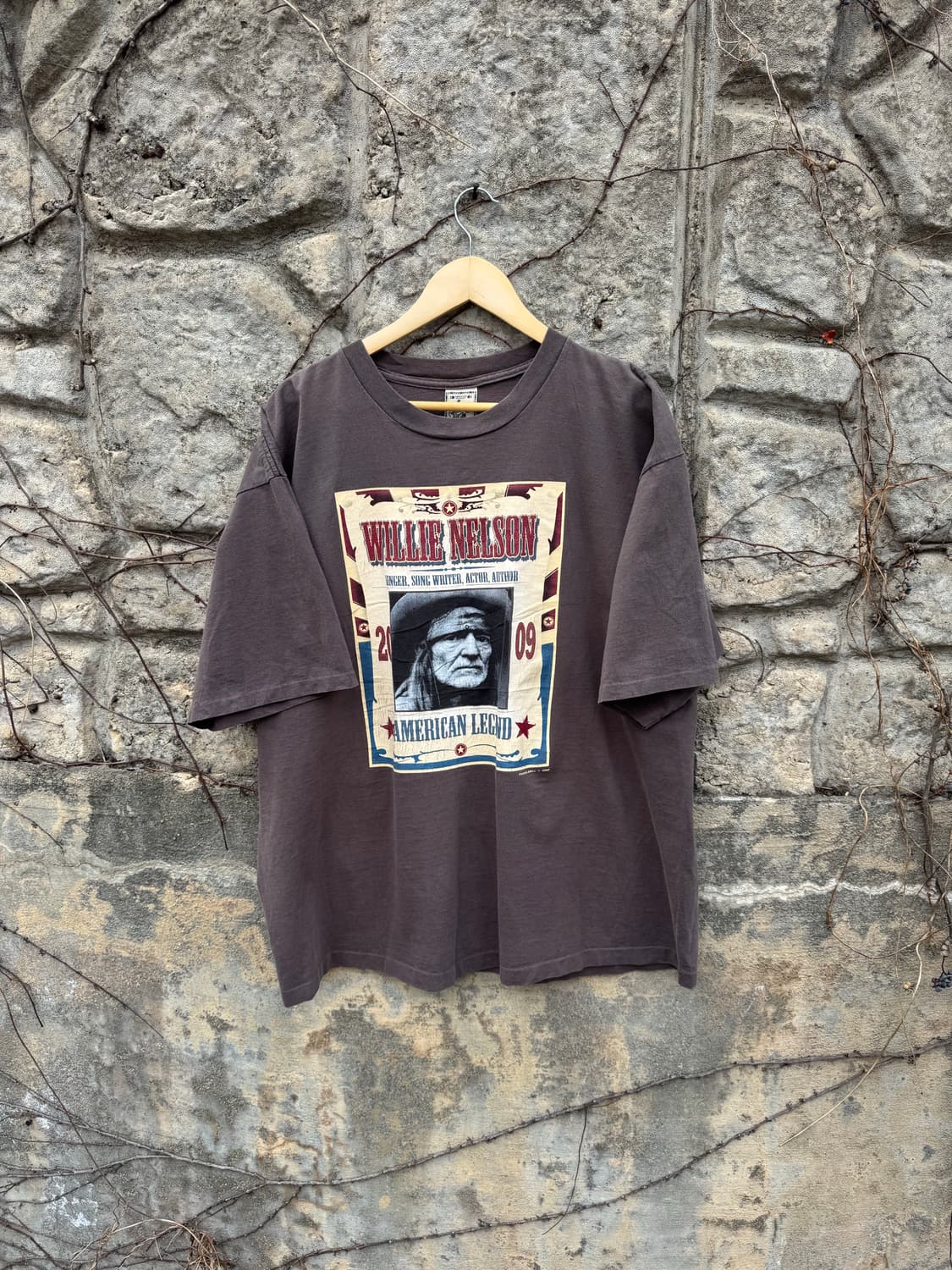 2009 윌리 넬슨 투어 기념 웨스턴 싱글스티치 usa 반팔 티셔츠 상품이미지1