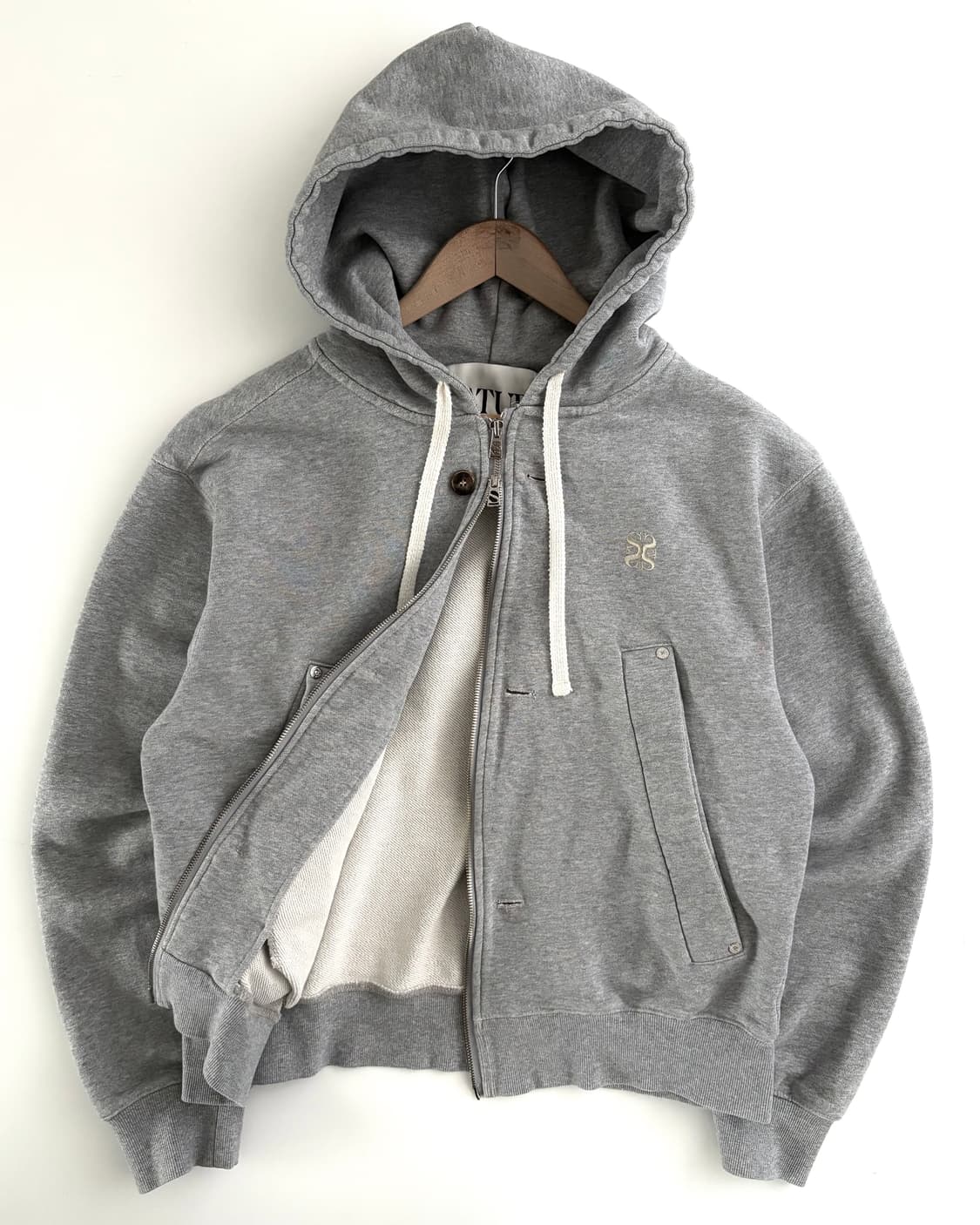 Satur 세터 로고 2-way 멜란지그레이컬러 후드집업 상품이미지5