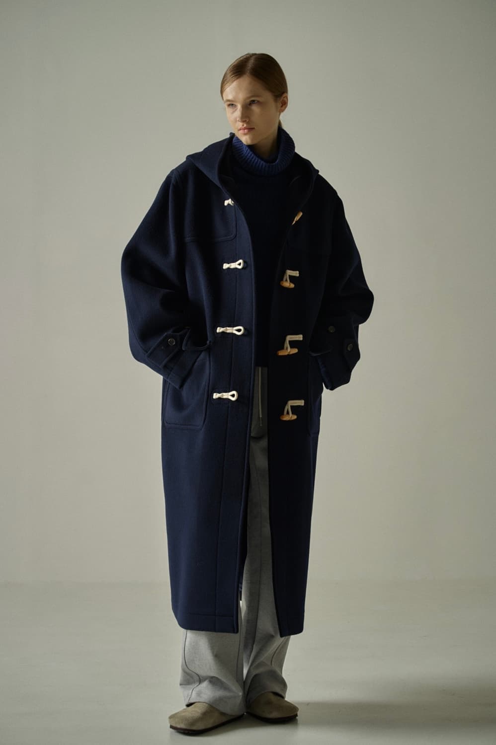 [M] 파사드패턴 더플 코트 네이비 상품이미지3