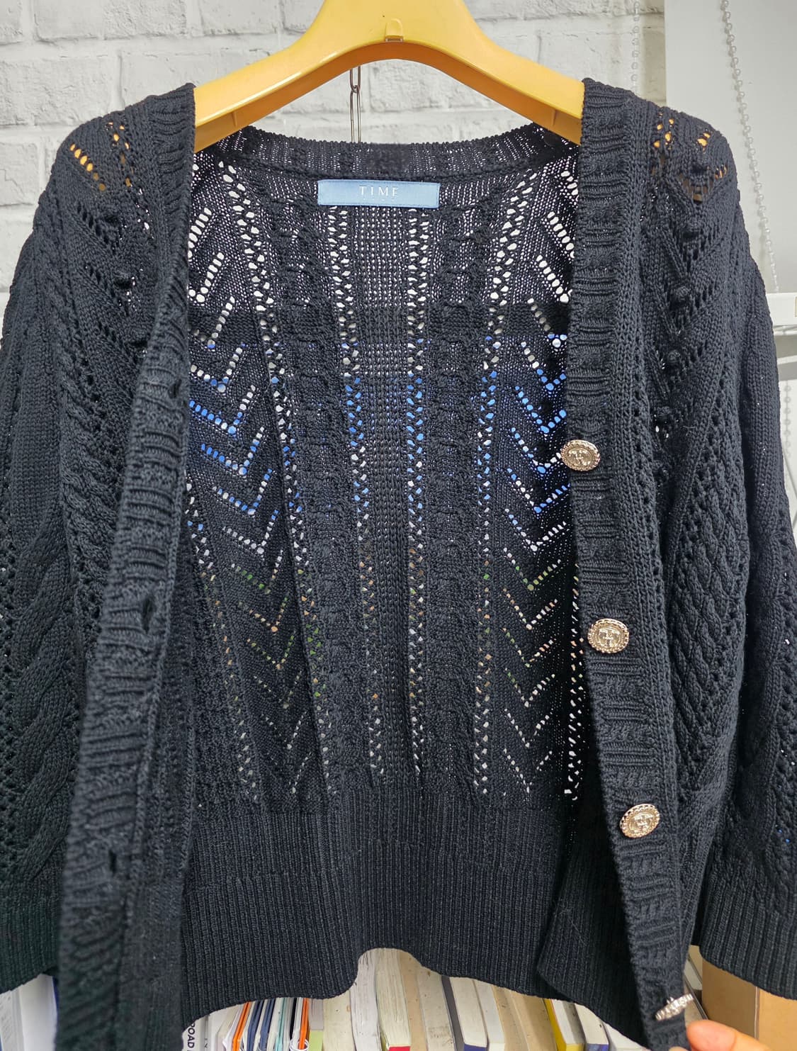 타임 여성 니트가디건 66 브이넥 소매8부 가디건 WM30 상품이미지5