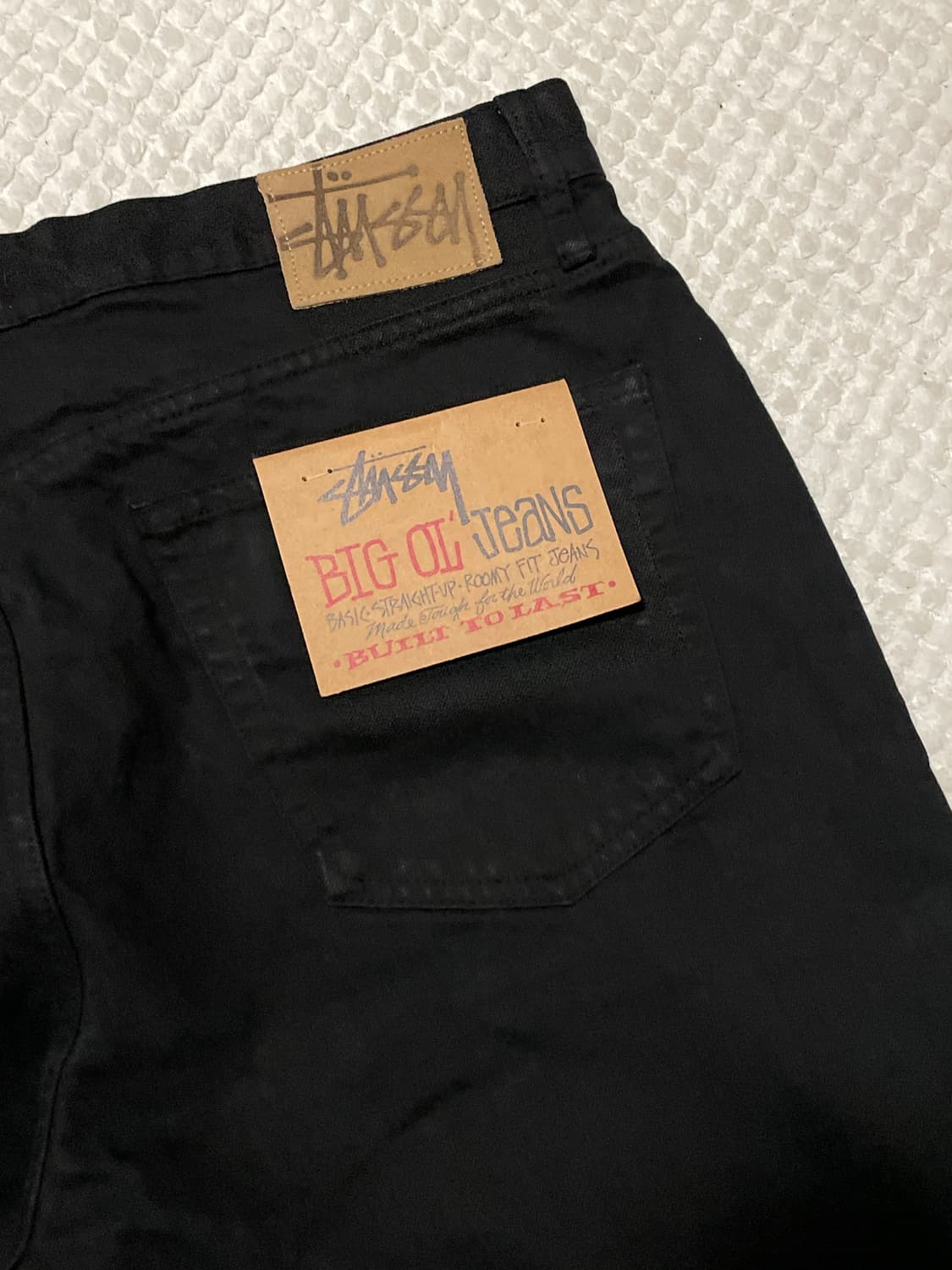 STUSSY 스투시 빅올진 루즈핏 워시드 블랙 데님 팬츠 새상품 상품이미지9