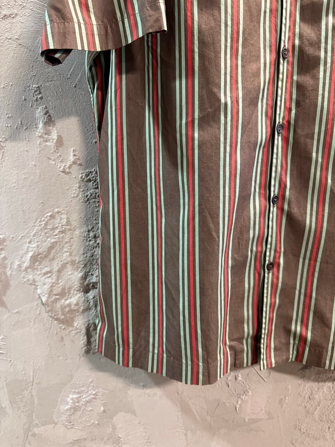 XL 폴스미스 PAUL SMITH 멀티 스트라이프 반팔 셔츠 브라운 상품이미지2