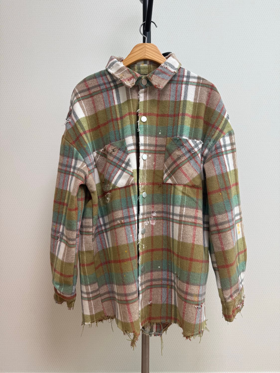 빈티지 디스트레스드 체크 셔츠 상품이미지1