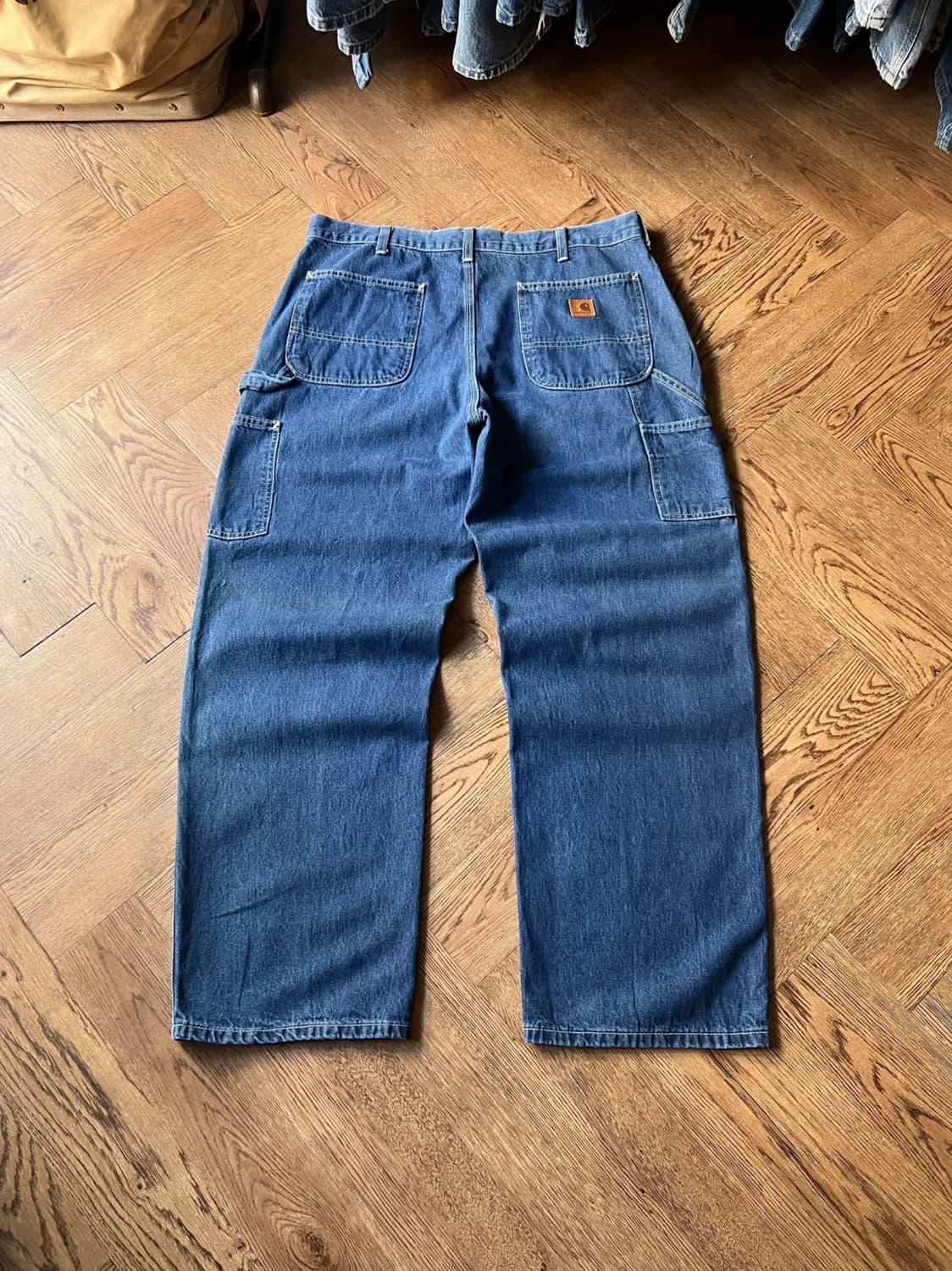 [36]칼하트 USA 덩가리핏 미디엄블루 싱글니 워크 데님 팬츠 상품이미지1