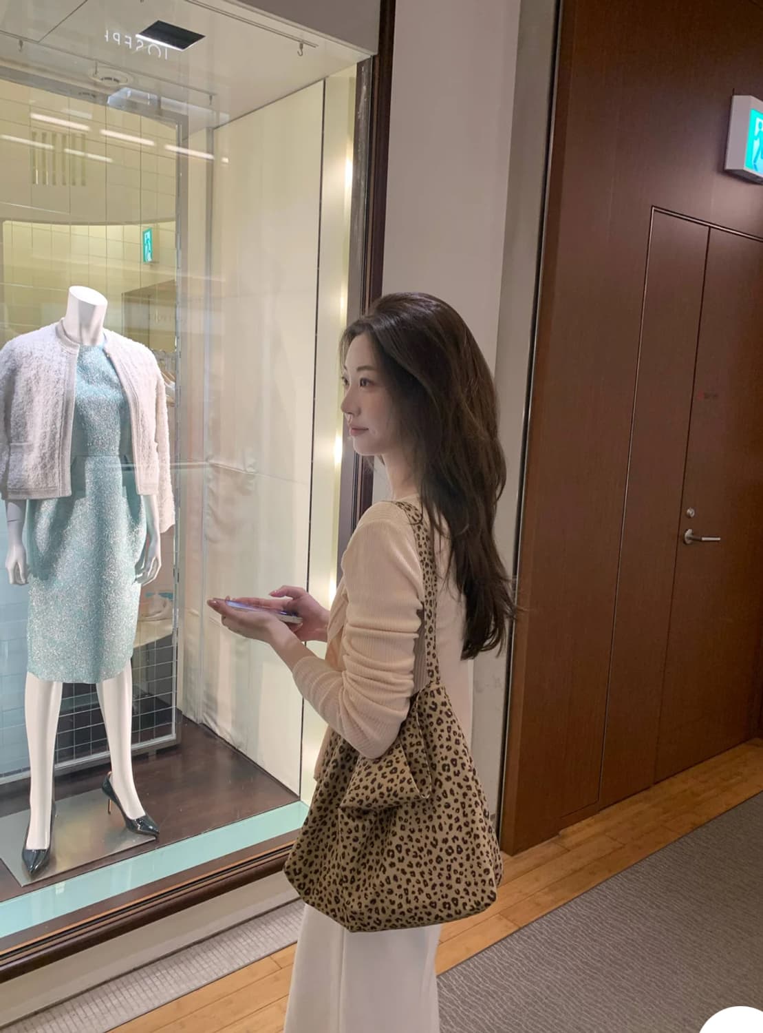 당일배송) 제니오 레오파드 지퍼 에코백 베이지 상품이미지4