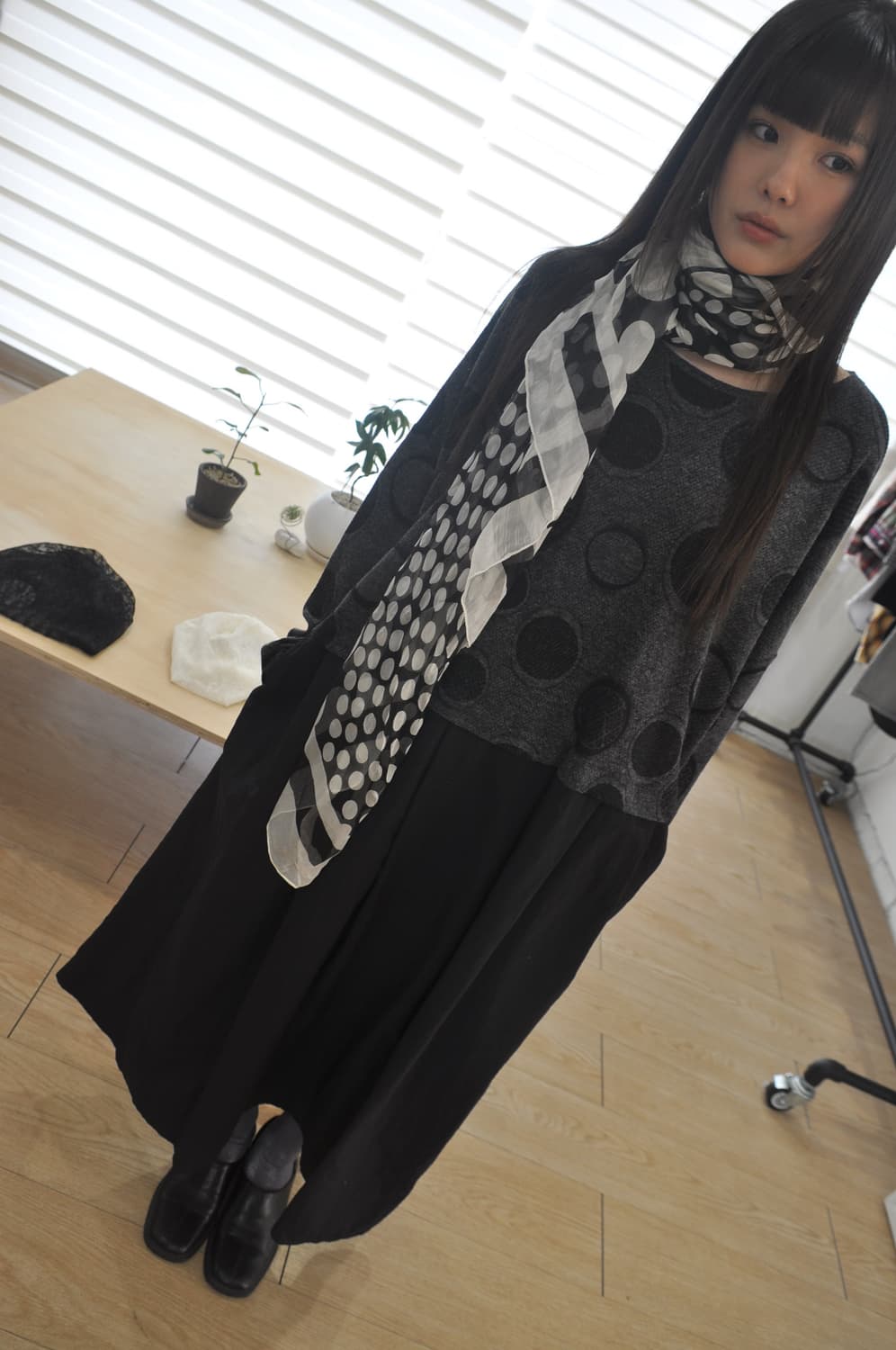 도트 롱 원피스 상품이미지2