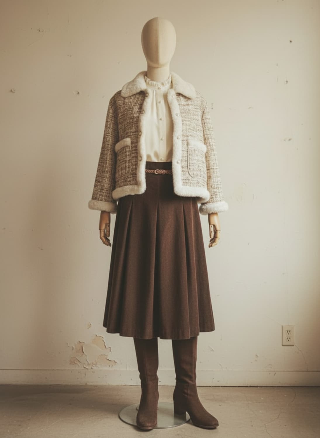 트위드 퍼 자켓 Free 상품이미지5