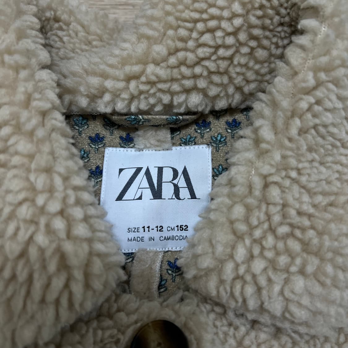 자라 키즈 크롭 덤블 뽀글이 후리스 플리스 자켓 [베이지] 11-12세 상품이미지4