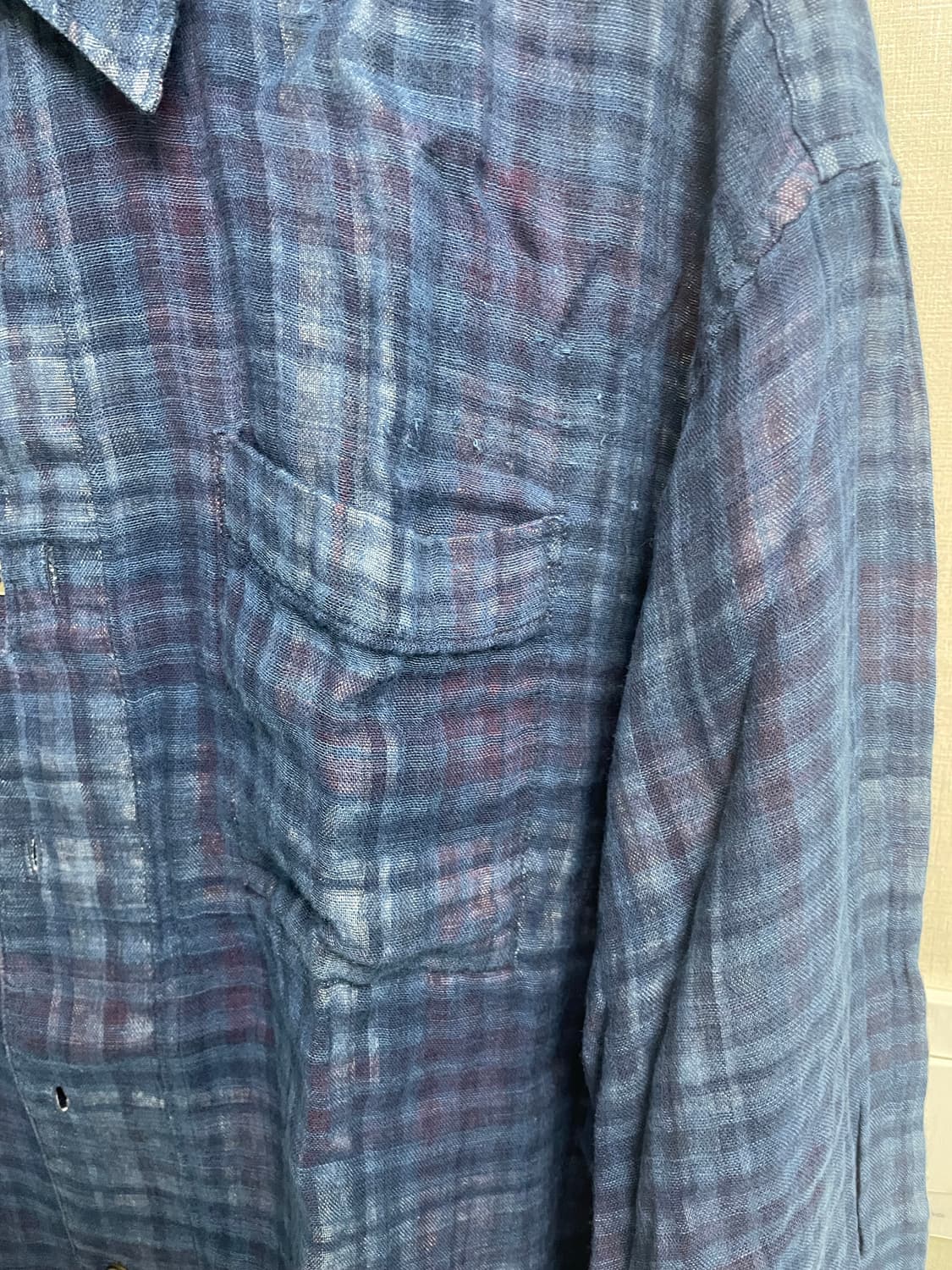 해칭룸 아카이브셔츠 V2 섀도우체크 리넨블루 3 상품이미지4