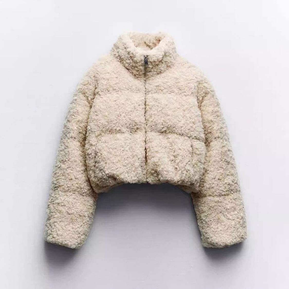 자라 시어링 퍼 패딩 아이보리 XS 상품이미지4