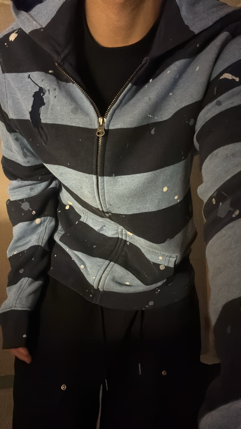 폴로 빅포니 스트라이프 페인트 포인트 후드직업 상품이미지3