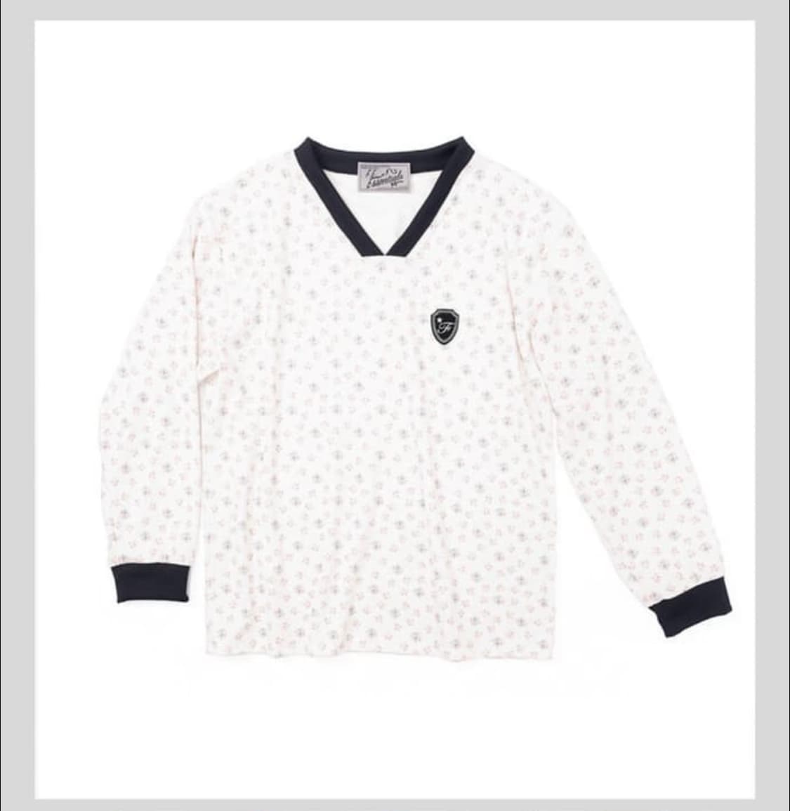 샵페어리 V neck flower terry shirt (ivory) 상품이미지1