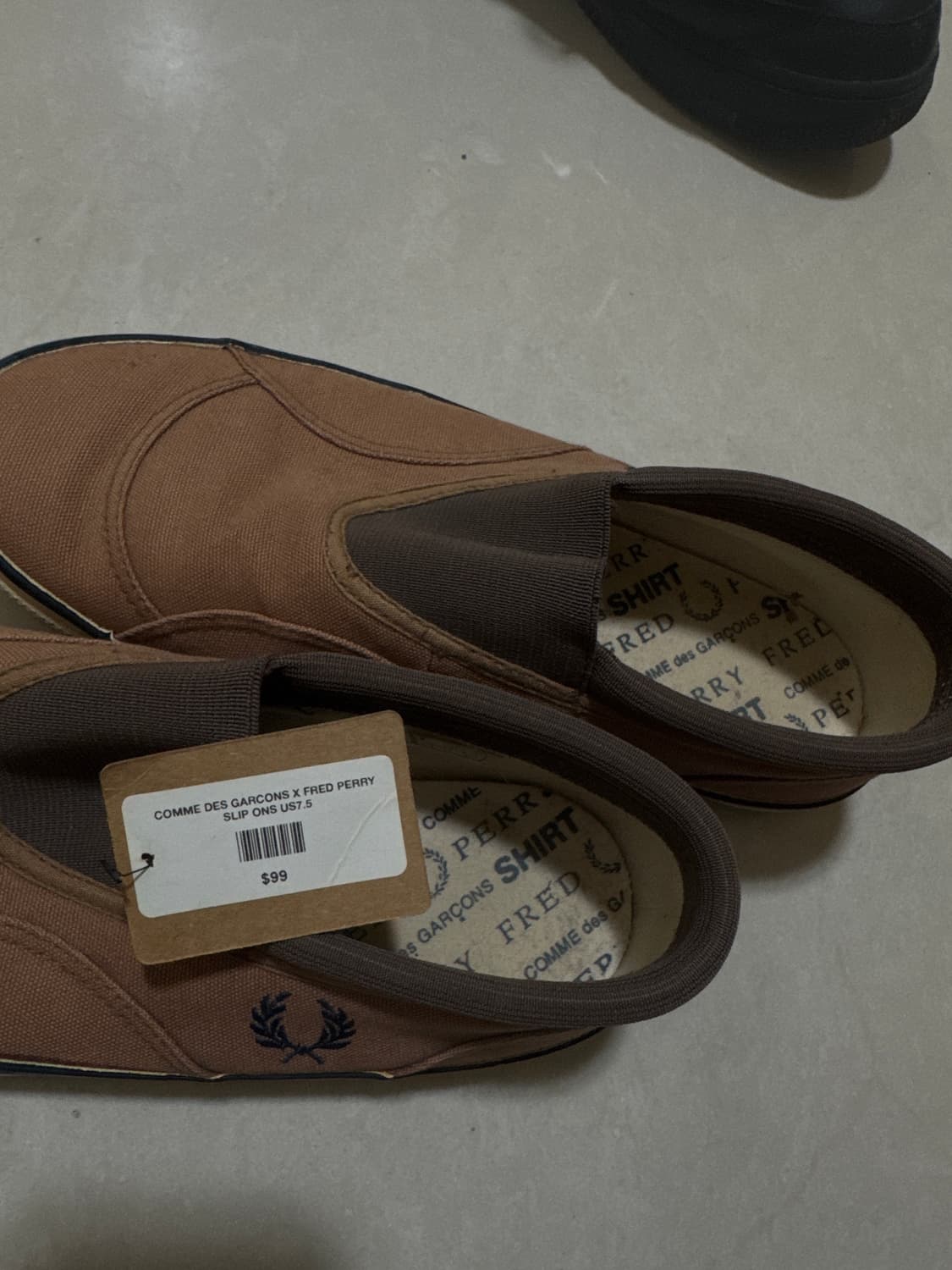 꼼데가르송 X 프레드페리 슬립온  실착X 상품이미지1